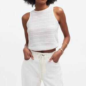 NWT Madewell Crochet-Knit Cutaway Sweater Tank In Lighthouse Off White Size XXS